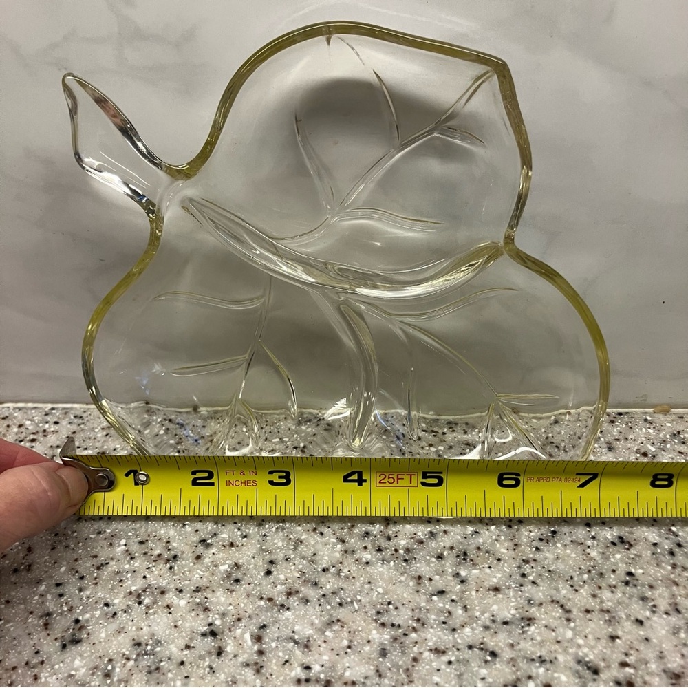 Hazel Atlas Clear Leaf Divided Dish- candy, nut, relish